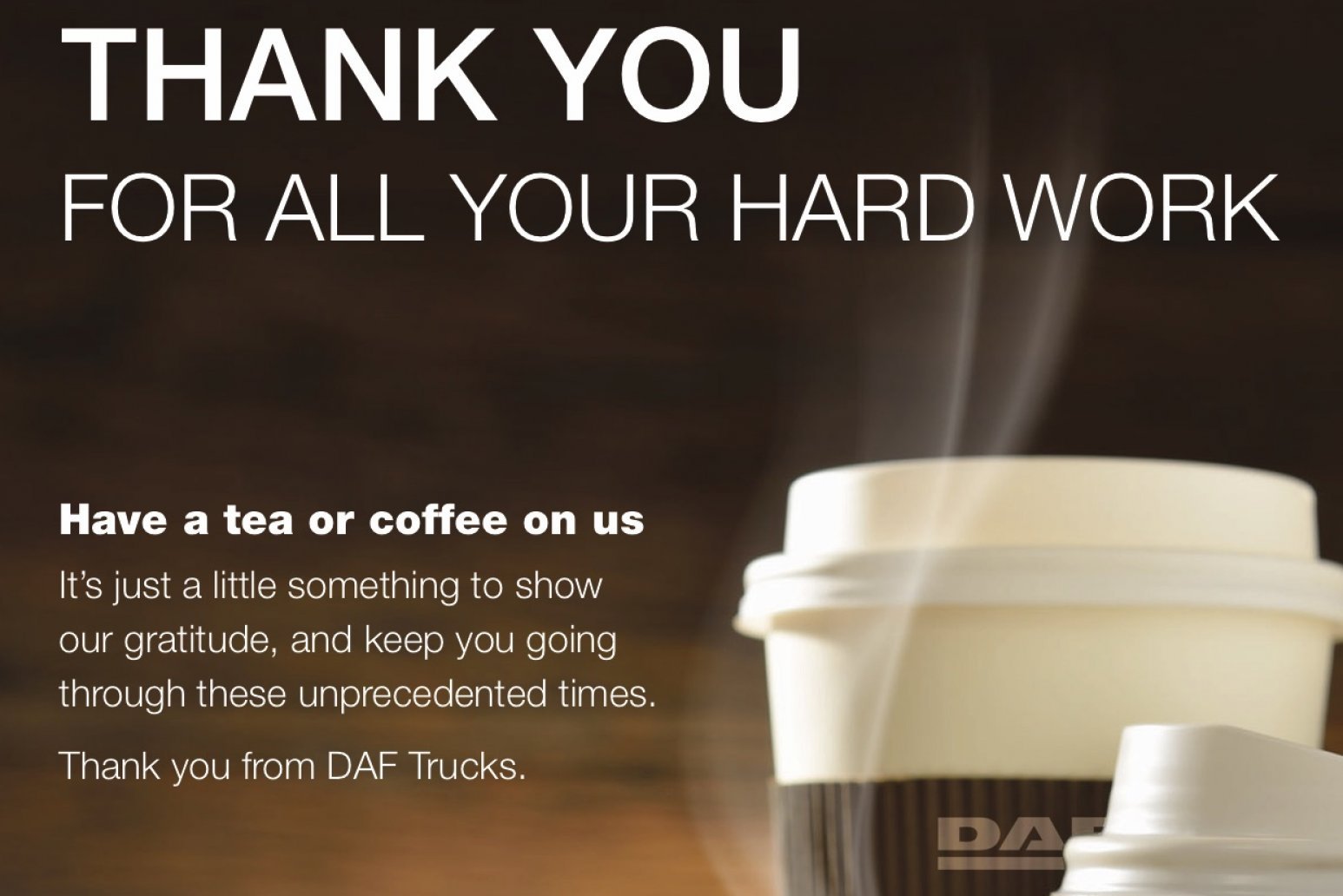 Another free cuppa for drivers; courtesy of DAF Trucks